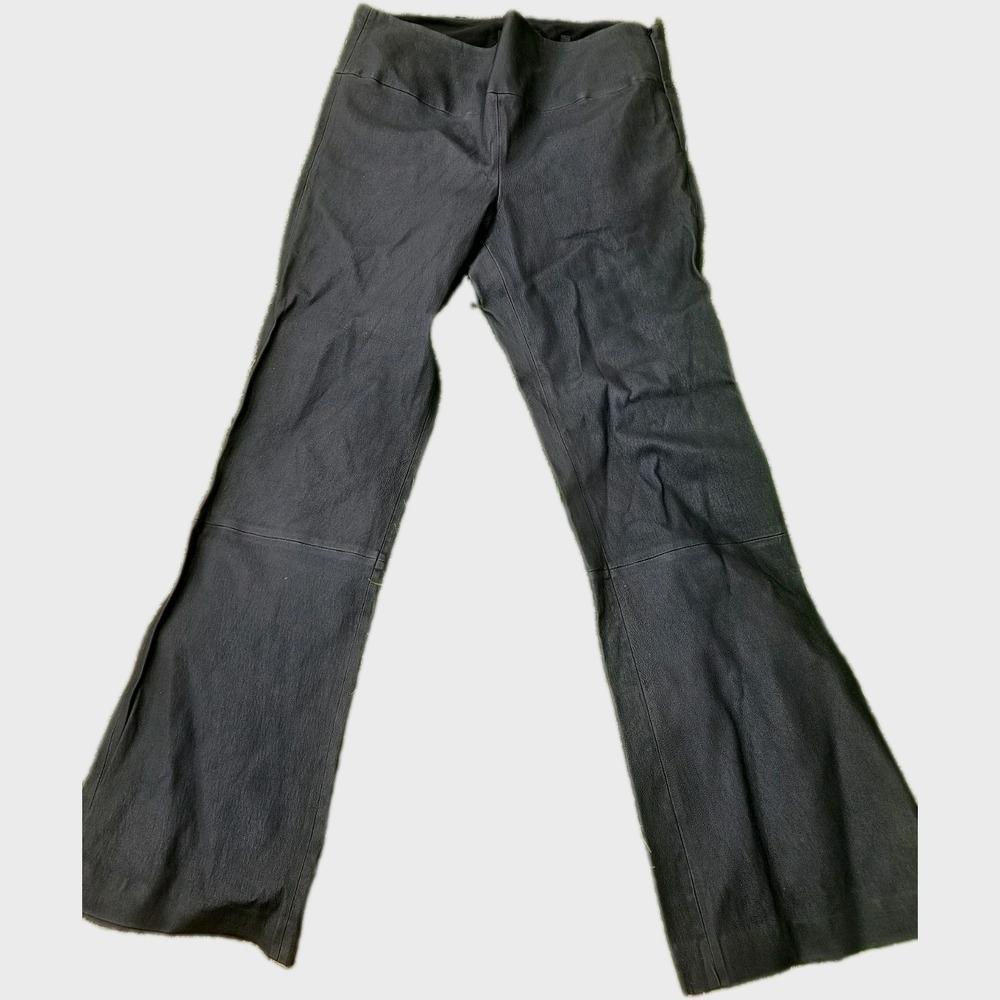 Theory Flare Leg Zip SidePull On Pants Leggings Black Size 10 Faux Leather 30x26